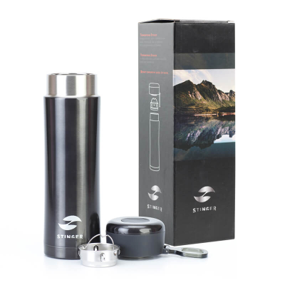 Термокружка Stinger 0.42L Черный Металлик