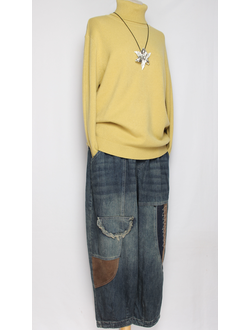 Джинсы "Сине-коричневые квадраты" синие р.48-54