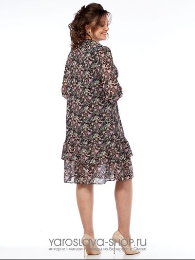 Шифоновое платье А-силуэта с цветочным принтом