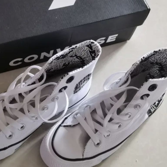 Кеды Converse Chuck Taylor All Star белые высокие с надписями мужские