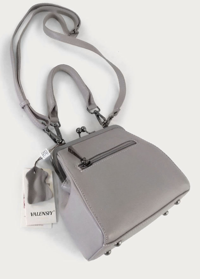 (АРТИКУЛ: 9833/2/01) СУМКА ЖЕНСКАЯ, МАЛЕНЬКАЯ, НАТУРАЛЬНАЯ КОЖА, СЕРАЯ С БЕЖЕВЫМ ОТТЕНКОМ, С РУЧКОЙ И РЕМНЕМ ЧЕРЕЗ ПЛЕЧО