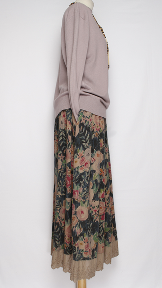 ЮБКА Бохо "Вареный хлопок кружево" синяя до р.52