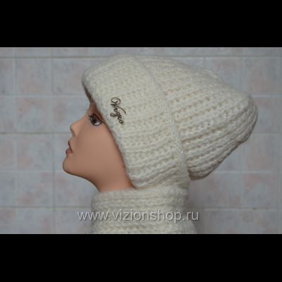 Женская шапка с отворотом Vizio Италия 202 CR белая