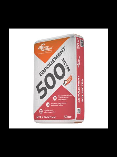 Цемент Евроцемент М500 Д20 ЦЕМ II А-Ш 42,5 Н 50 кг