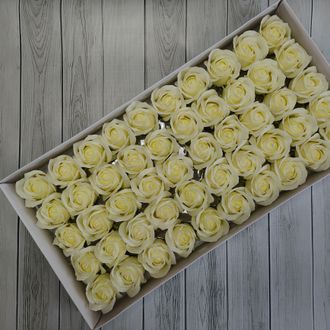 УЦЕНКА Розы из мыла "Корея" 50 шт Светло-кремовый (см. доп. фото)