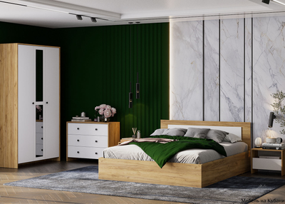 Дольче Шкаф трехстворчатый Дуб золотой/Белый