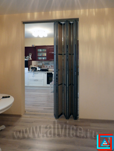 Перегородка-гармошка из 6-ти створок встроенная