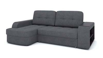 ДВУСПАЛЬНЫЙ РАСКЛАДНОЙ ПРУЖИННЫЙ УГЛОВОЙ ДИВАН-КРОВАТЬ БЕРЛИН, С РЕГУЛИРУЕМЫМИ ПОДУШКАМИ, МЕТАЛЛОСКЕЛЕТ, СО СПАЛЬНЫМ МЕСТОМ И МЕХАНИЗМОМ ДЕЛЬФИН, ШИРОКИЕ ПОДЛОКОТНИКИ С ДЕКОРОМ И СИСТЕМОЙ ХРАНЕНИЯ