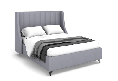 Двуспальная полутороспальная мягкая кровать Жаклин Ривалли (Rivalli), в съемных чехлах, на высоких металлических ножках, под робот-пылесос