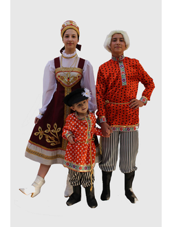 Русский национальный костюм и костюм Емели  10-12 и 2-4 года