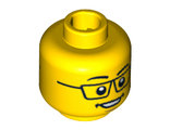 Minifigure, Head Dual Sided Black Glasses, Smile / Scared Pattern - Hollow Stud, Yellow (3626cpb0585 / 4623948 / 4642507)