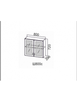 Шкаф навесной 800/720 (со стеклом)