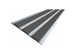 Тройная полоса противоскользящая алюминиевая 100х5,6 мм, с ЧЕРНОЙ резиновой вставкой (3 резинки), дл