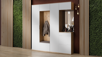 Композиция Прихожей ХИЛТОН Дуб Крафт золотой/Белый матовый