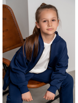 Бомбер на молнии синий