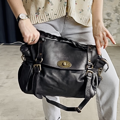 Женская сумка из натуральной винтажной кожи Vera Pelle, цвет черный 026886