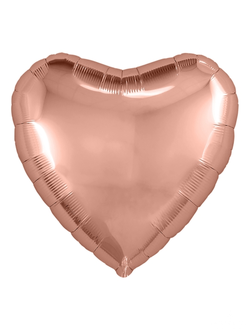 Сердце SLIM Розовое золото 36" с надписью и гирляндой