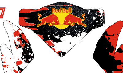 Наклейки на снегоход Polaris PRO RMK 2011-2014  RedBull красный фон (модификация 1)