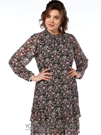 Шифоновое платье А-силуэта с цветочным принтом