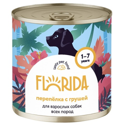 Florida (Флорида) влажный корм (консерва) для собак перепёлка с грушей, 240 г
