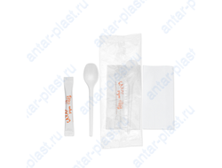 Комплект №3 ЭКОНОМ (ложка чайная белая, сахар, салфетка белая)