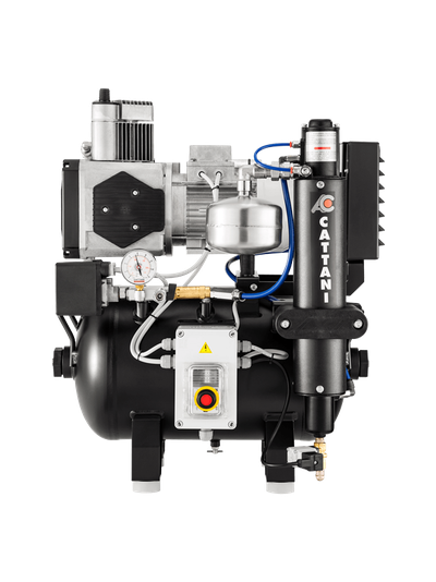 Компрессор стоматологический одноцилиндровый  (с осушителем (без кожуха) 67,5 л/мин, ресивер 30 л) | Cattani (Италия)