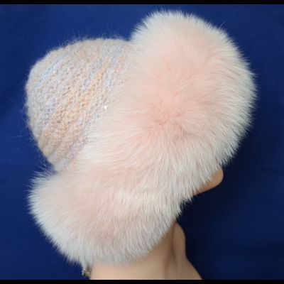Шапка с мехом розовая Vizio Италия 5525