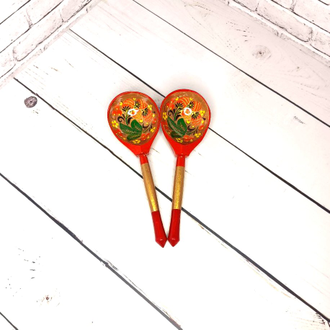 Деревянная столовая ложка Хохлома новая 190*60 мм золотой фон