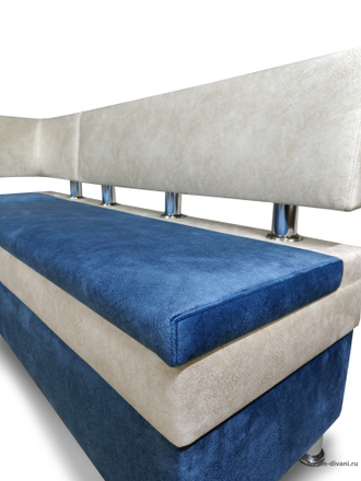 Кухонный угловой диван "Форум-4", Синий/Слоновая кость Левый