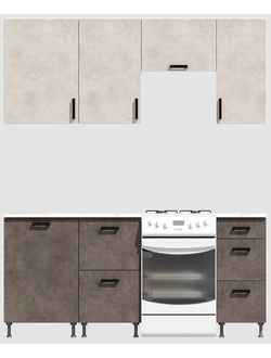 Кухня эконом 1,5 метра (600х500х400) Цвет: Цемент светлый/Цемент темный