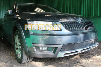 Защита радиатора Skoda Octavia A5 Scout 2004-2013 black