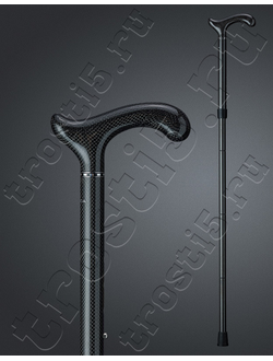 Трость из углепластика со складным механизмом и регулировкой по высоте черного цвета