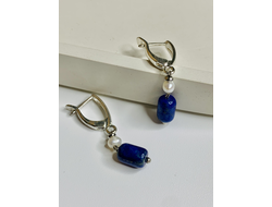 Серьги с жемчугом и лазуритом