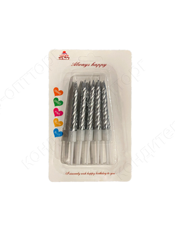 Набор свечей для торта «Спираль мини» серебряные 7,5 см, 10 шт