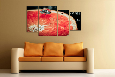 Модульная картина "Капли и цитрус"