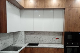 Кухня с антресолями палисандр