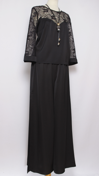 КОСТЮМ БРЮЧНЫЙ "ДВОЙКА КРУЖЕВО" чёрный р.46-52