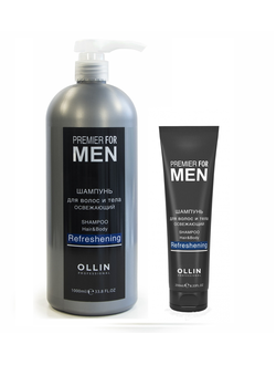 OLLIN Premier for Men Шампунь для волос и тела освежающий 1000мл.