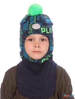 Шапка-шлем  21202-06, цвет темно-синий, салатовый, р. 48-50