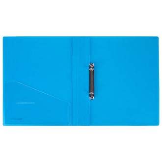 Папка на 2 кольцах BRAUBERG "Диагональ", 25 мм, внутренний карман, тонированная синяя, до 170 листов, 0,7 мм, 227504