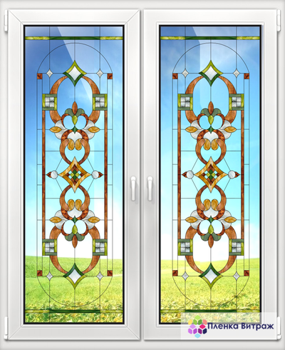 Витражная пленка, витражная пленка самоклеющаяся, пленочный витраж с классическим рисунком