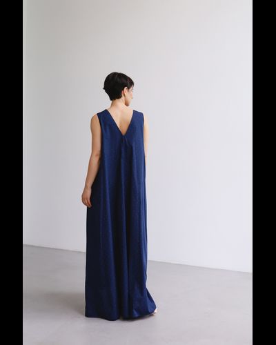 Платье летнее из плотного брендового хлопка (темно-синий)