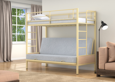 Двухъярусная кровать-диван Дакар 1 Слоновая кость (вставки Дуб молочный)