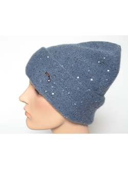 Голубая шапка вязаная с отворотом Vizio Италия 6943 CRY