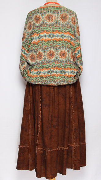 ЮБКА "Веточки винтажная" терракотовая  до р.52