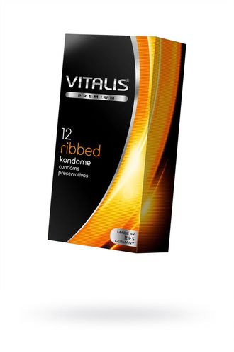 263 Презервативы Vitalis, premium, ribbed, ребристые, 18 см, 5,2 см, 12 шт.