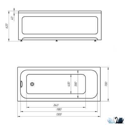 Ванна Aquatek Мия 130x70 см MIY130-0000001, акриловая, прямоугольной формы