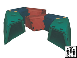 Мягкий модульный Туннель-трансформер (3 секции) синий/зеленый/красный