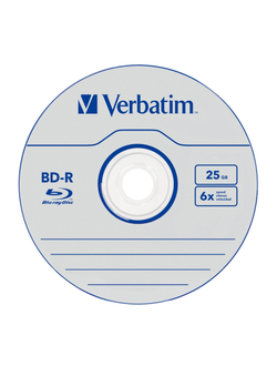 Носители информации Blu-ray BD-R, 6x, Verbatim SL HardCoat, Jewel/5, 43715