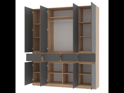 Шкаф 4-х створчатый Багира ШК-13 крафт/графит (Мебелони)